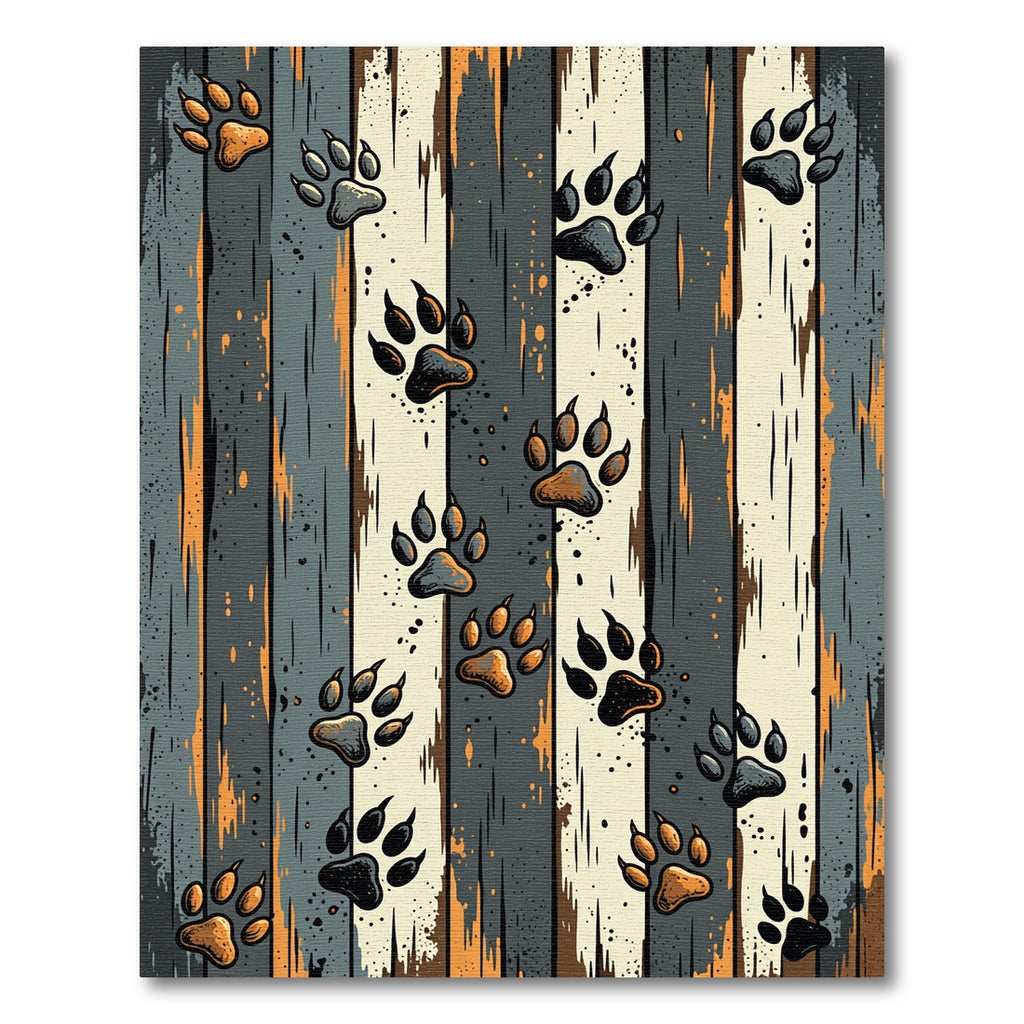 Rustic Slate Striped Animal Paw Rug