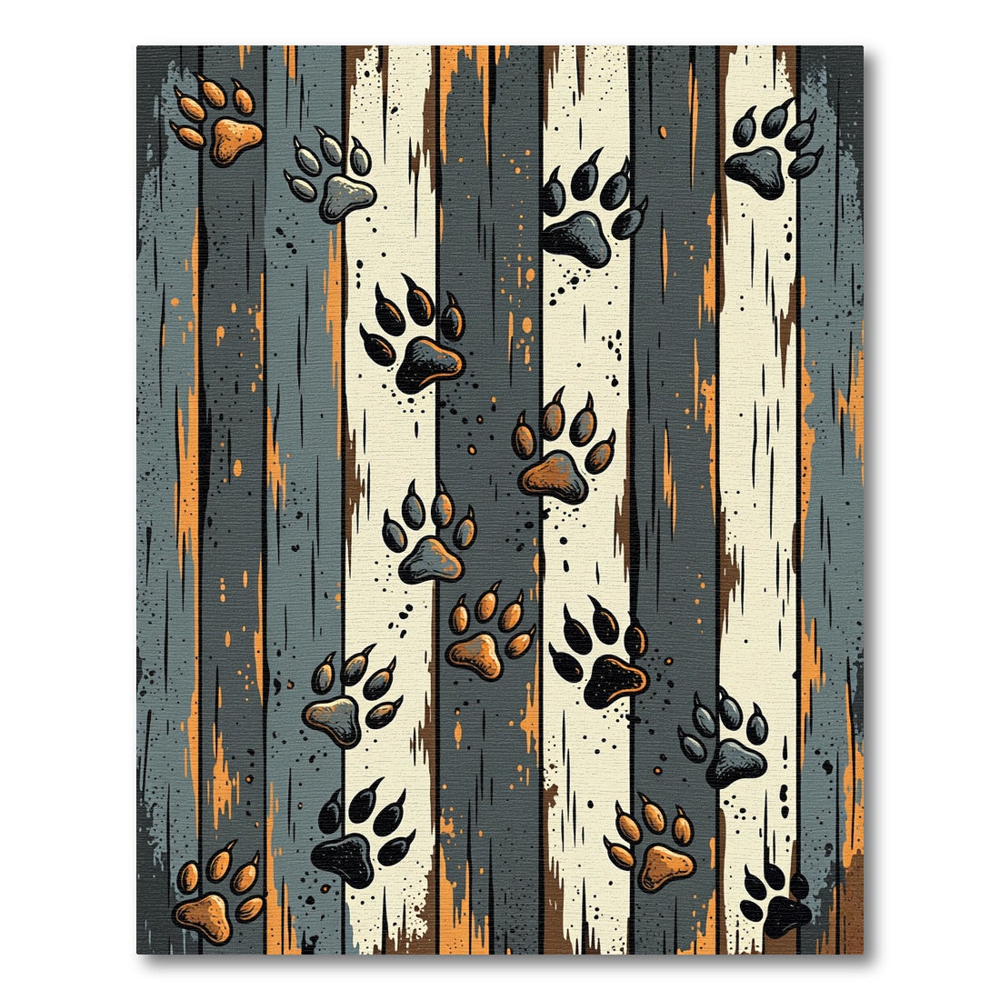 Rustic Slate Striped Animal Paw Rug