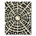Circular Black and Cream Urban Maze Rug