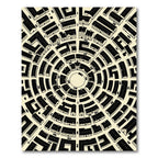 Circular Black and Cream Urban Maze Rug