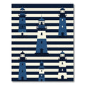Blue Nautical Lighthouse Navy Striped Rug