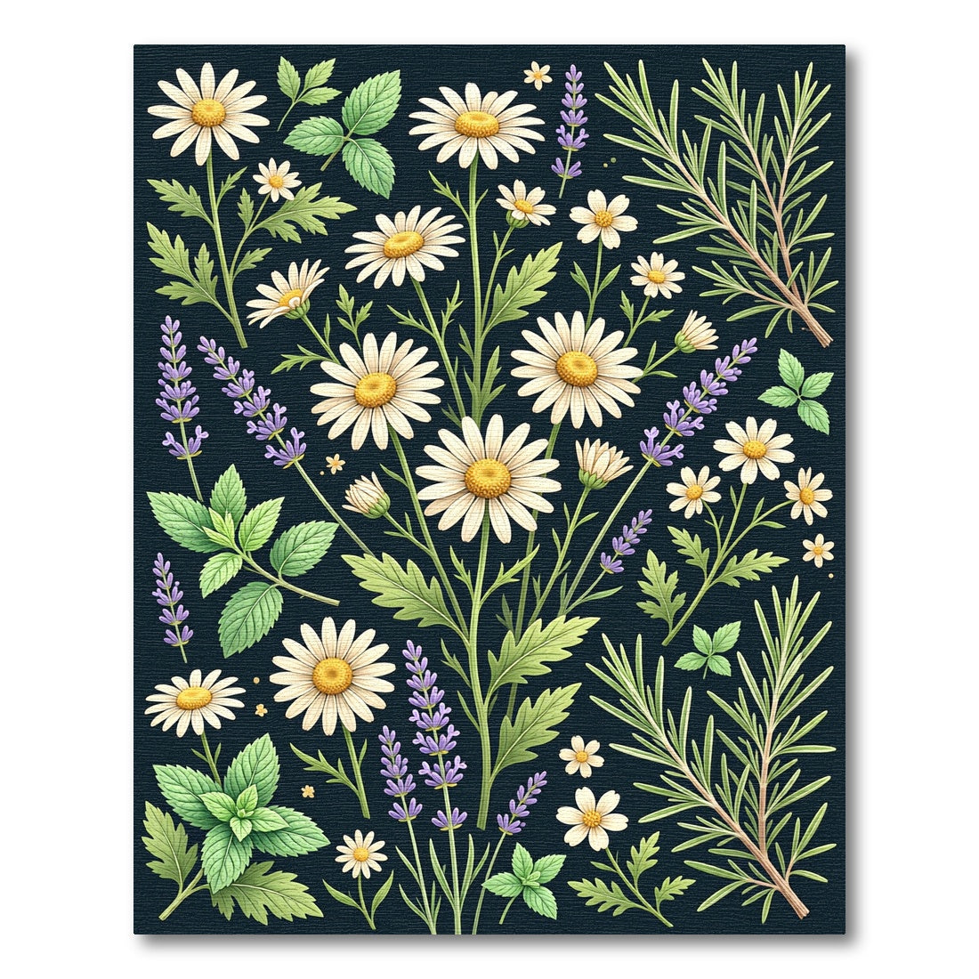 Botanical Chamomile and Lavender Meadow Rug