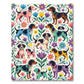 Whimsical Colorful Hound and Floral Meadow Rug
