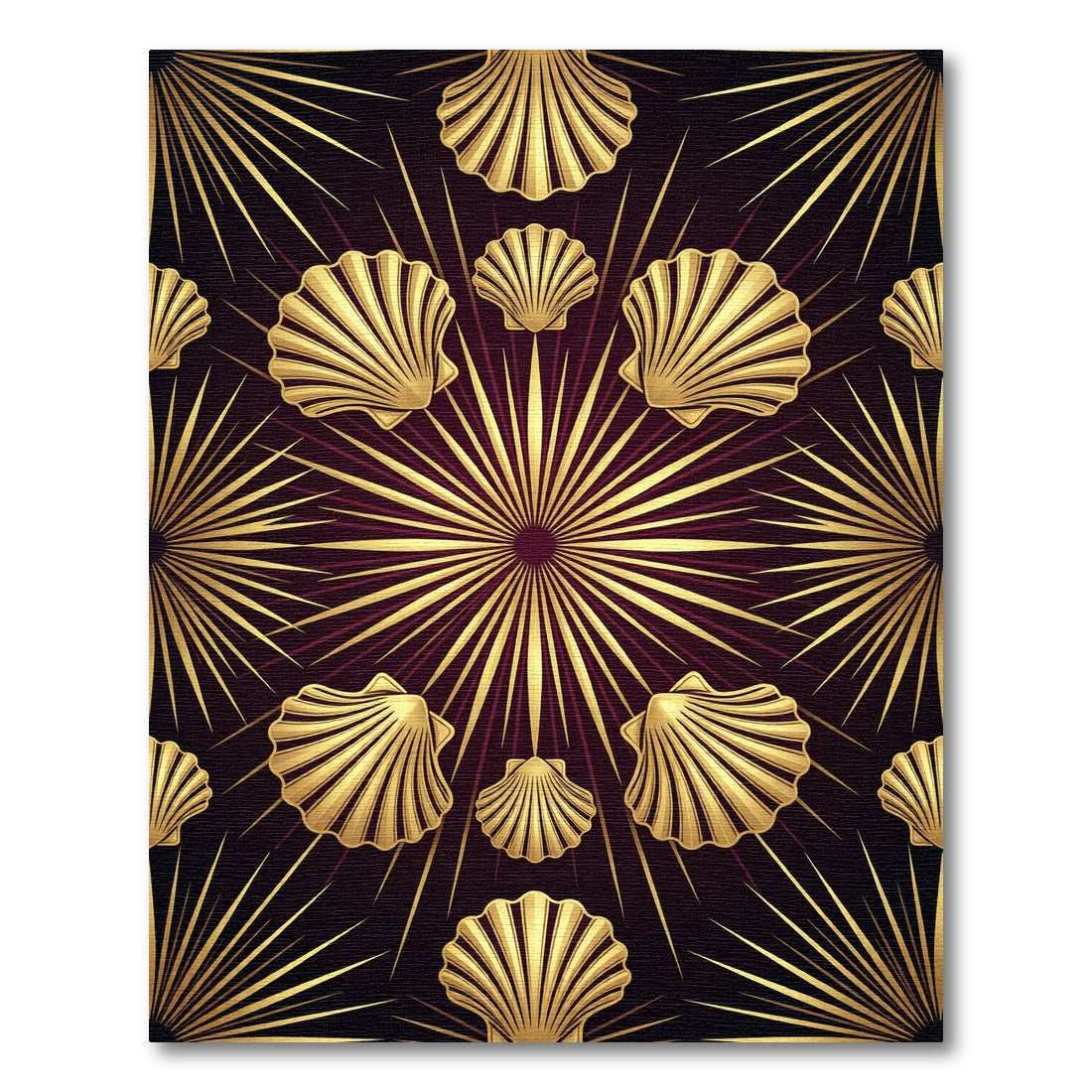 Gold Shell Radiant Sunburst Art Deco Rug