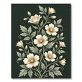 Elegant Pale Floral Arrangement on Dark Green Rug