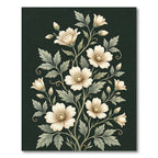 Elegant Pale Floral Arrangement on Dark Green Rug