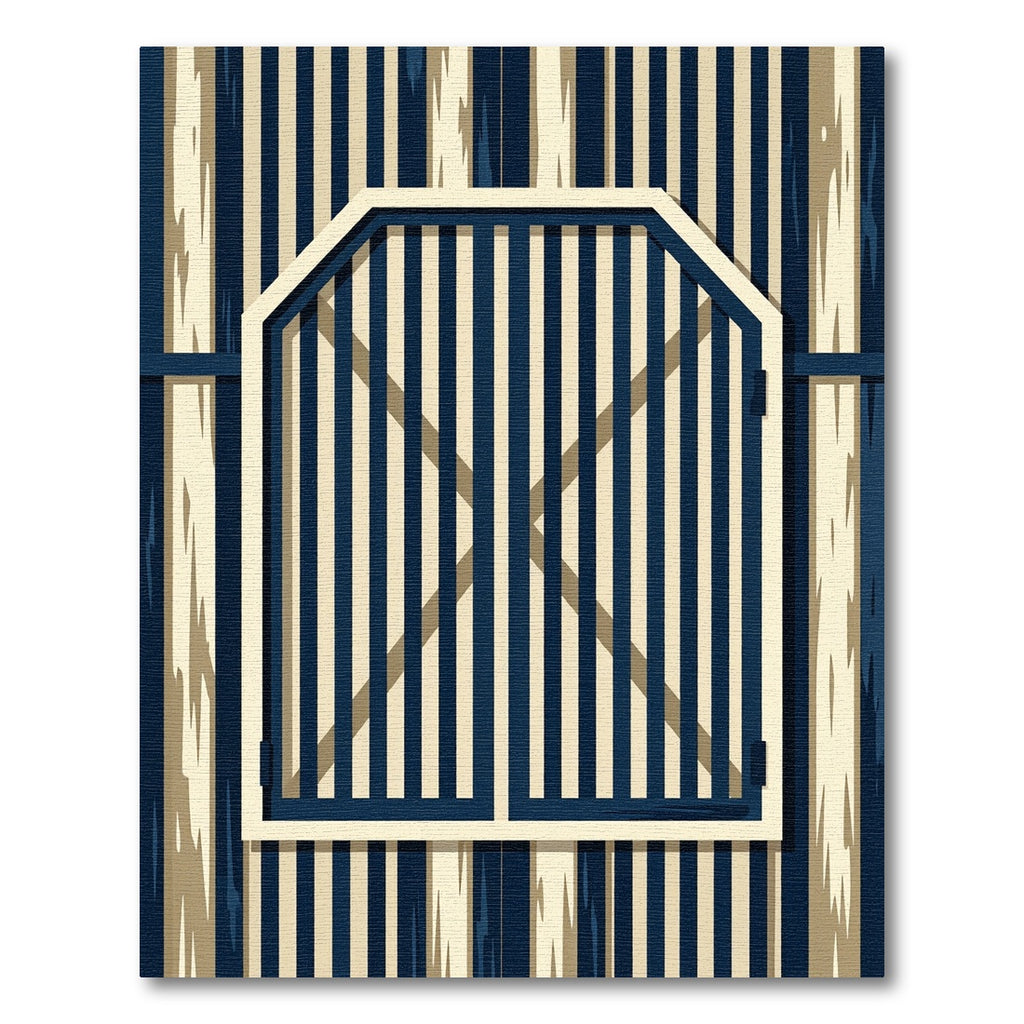 Navy Beige Vertical Stripe Barn Door Rug