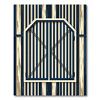 Navy Beige Vertical Stripe Barn Door Rug