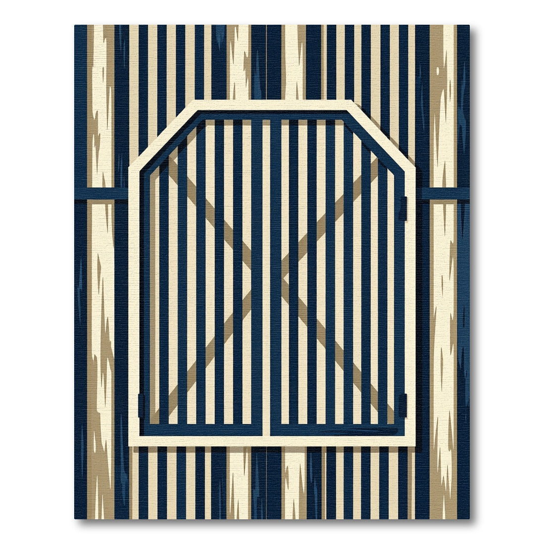 Navy Beige Vertical Stripe Barn Door Rug