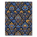 Elegent Blue and Gold Floral Damask Rug