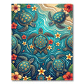 Tropical Sea Turtle Mandala Teal Ocean Rug