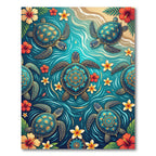 Tropical Sea Turtle Mandala Teal Ocean Rug