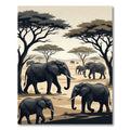 Serene Savanna Elephant Herd Landscape Rug