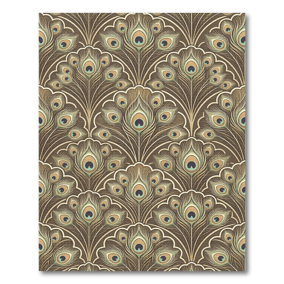 Brown Peacock Feather Fan Repeat Rug