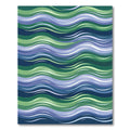 Coastal Teal and Navy Wavy Stripe Rug