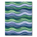 Coastal Teal and Navy Wavy Stripe Rug