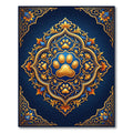 Royal Blue Golden Paw Medallion Rug