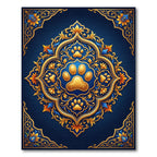 Royal Blue Golden Paw Medallion Rug