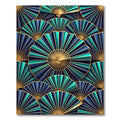 Art Deco Gold and Teal Fan Rug