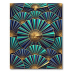 Art Deco Gold and Teal Fan Rug