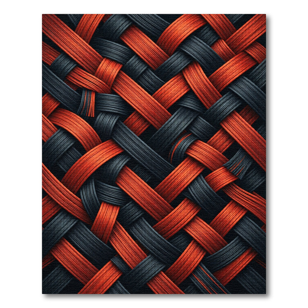 Bold Crimson and Charcoal Interwoven Weave Rug