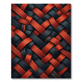 Bold Crimson and Charcoal Interwoven Weave Rug