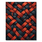 Bold Crimson and Charcoal Interwoven Weave Rug