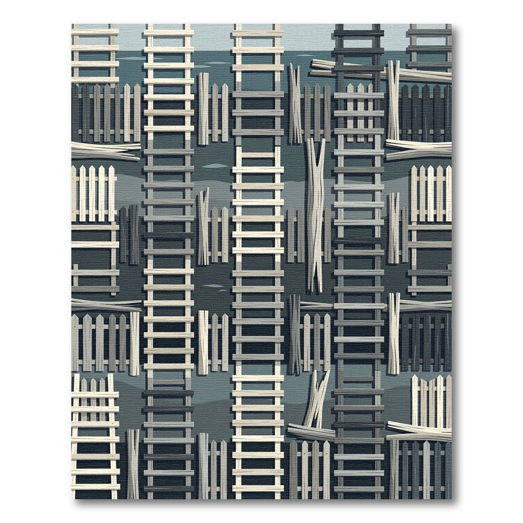 Monochromatic Vertical Ladder Fence Grid Rug