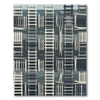 Monochromatic Vertical Ladder Fence Grid Rug