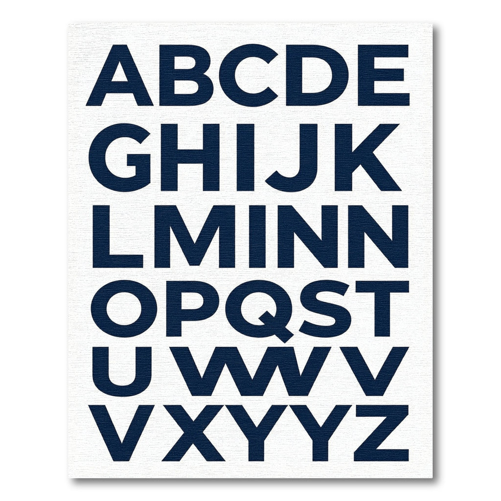 Navy Blue Modern Alphabet Typography Rug