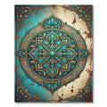 Teal and Gold Ornate Mandala Medallion Rug