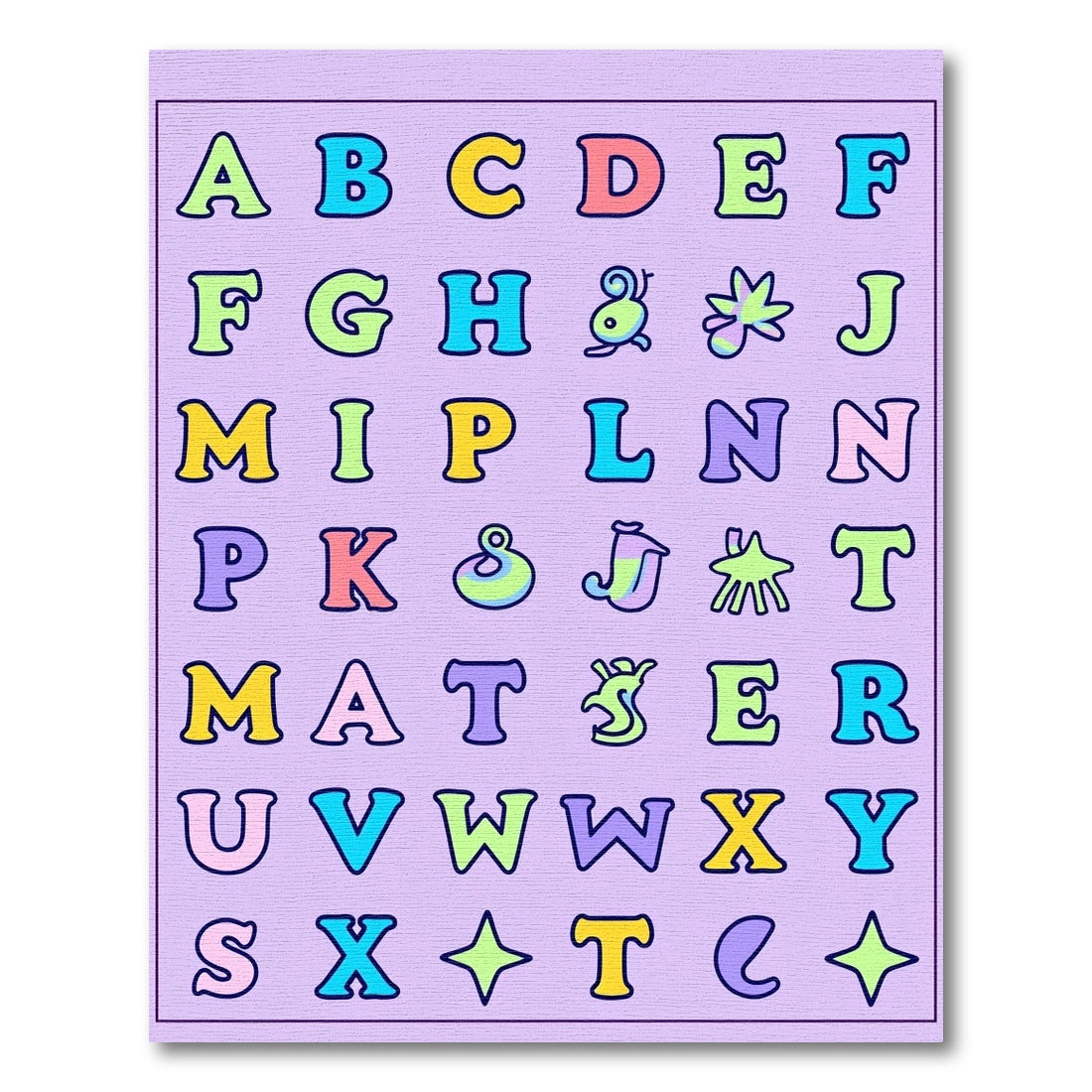 Whimsical Alphabet Pastel Characters Rug