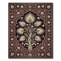 Rich Burgundy Ornate Palm Tree Garden Rug