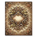 Ornate Golden Fleur-de-lis Rose Scrollwork Rug