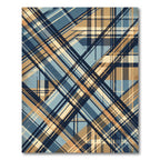 Vintage Blue Tan Plaid Texture Rug