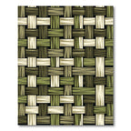 Earthy Green Textured Woven Checkered Rug