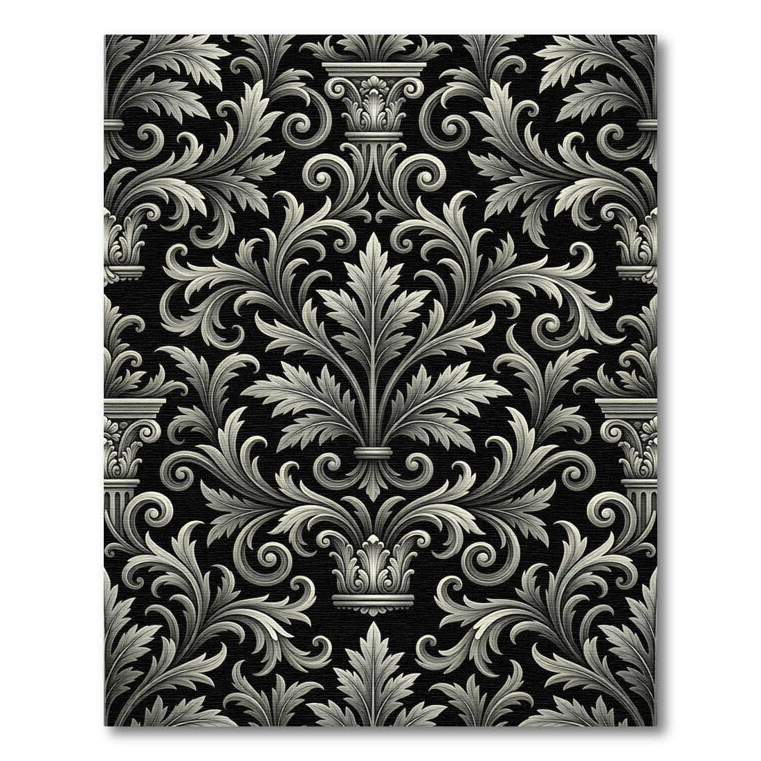 White Acanthus Scrollwork Classic Medallion Rug