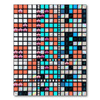 Vibrant Orchid Pixel Art Geometric Grid Rug