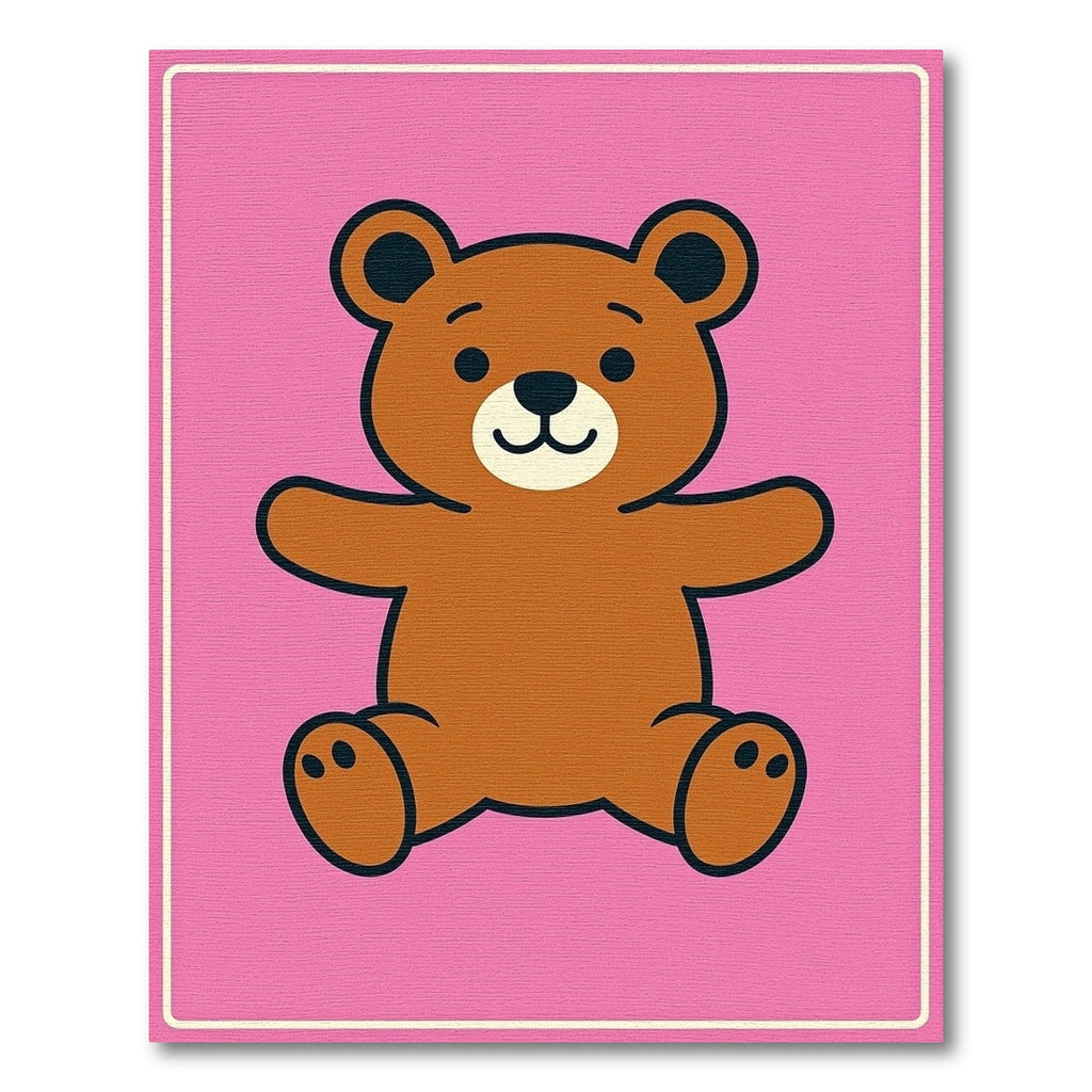 Cute Brown Bear Pink Graphic Rug