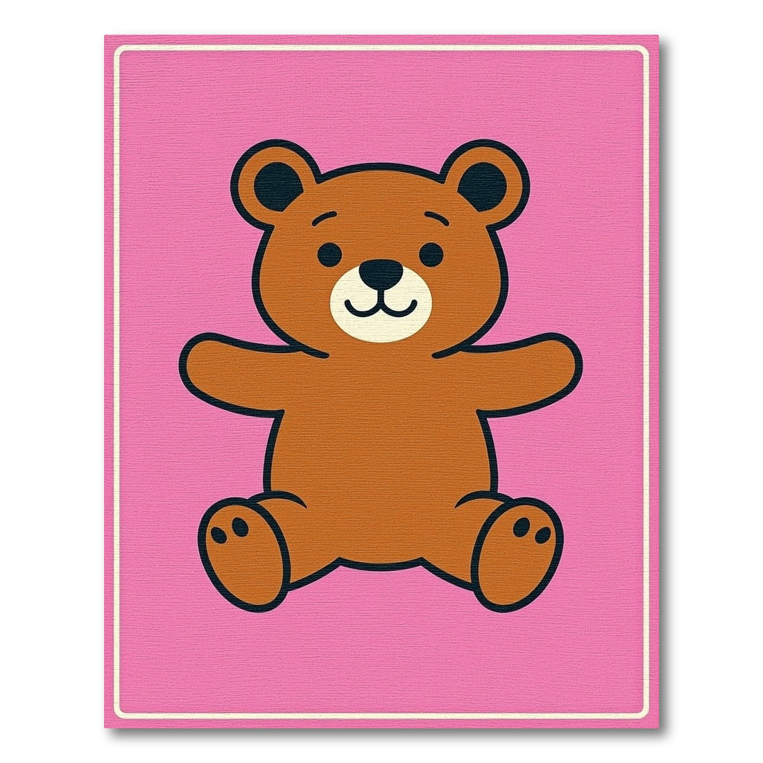 Cute Brown Bear Pink Graphic Rug