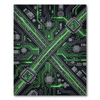 Neon Circuit Board Cyber Grid Rug