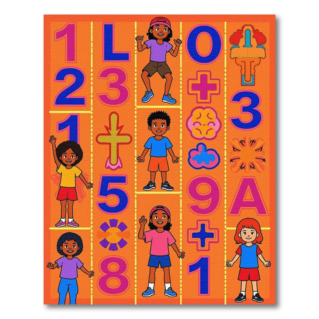 Playful Kids Numbers Colorful Alphabet Rug