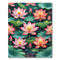 Ethereal Pink Lotus Teal Pond Flora Rug