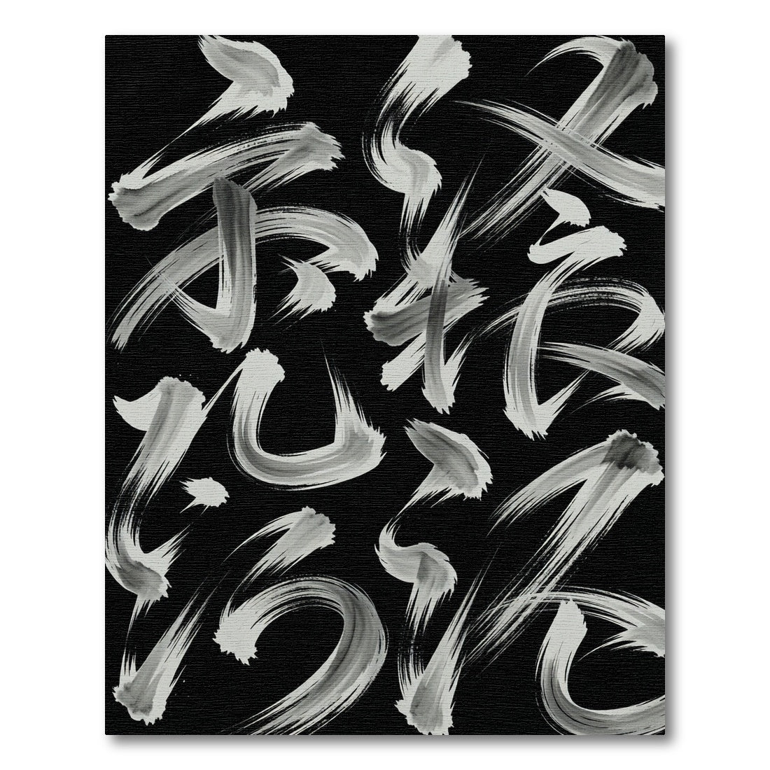 Monochrome Abstract Ink Brush Stroke Rug