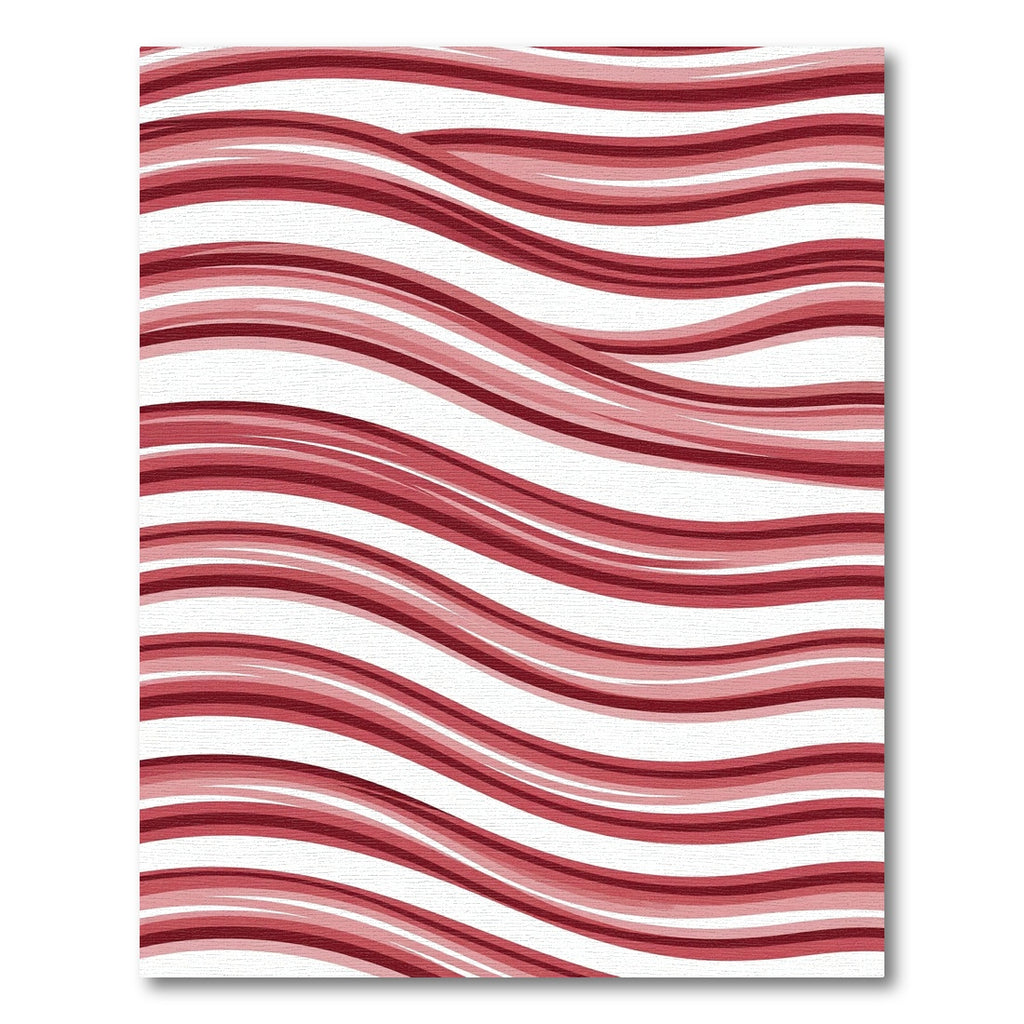 Modern Crimson Wavy Striped Rug