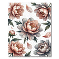 Soft Pink Gray Peony Garden Floral Rug
