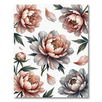 Soft Pink Gray Peony Garden Floral Rug