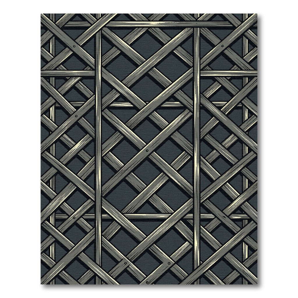 Dark Gray Rustic Lattice Weave Rug
