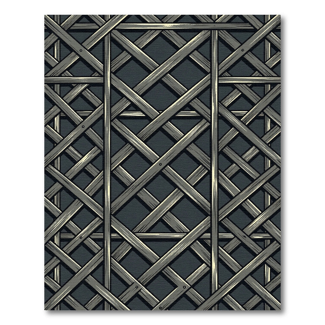 Dark Gray Rustic Lattice Weave Rug