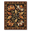 Ornate Golden Floral Scroll Wall Art Rug